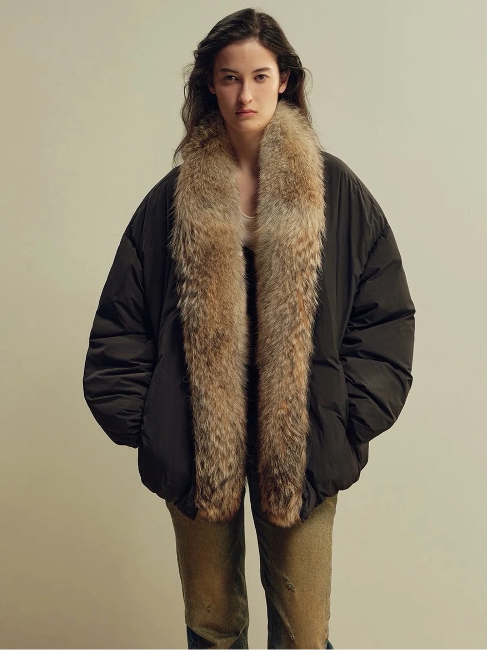 Women’s Down Parka with Detachable Wolf Fur Trim